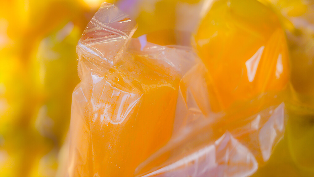 Close up of flexible plastics