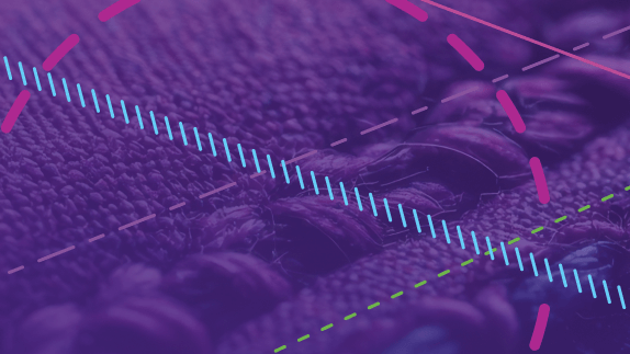 Close up of material on a purple background with pattern lines layered over the top