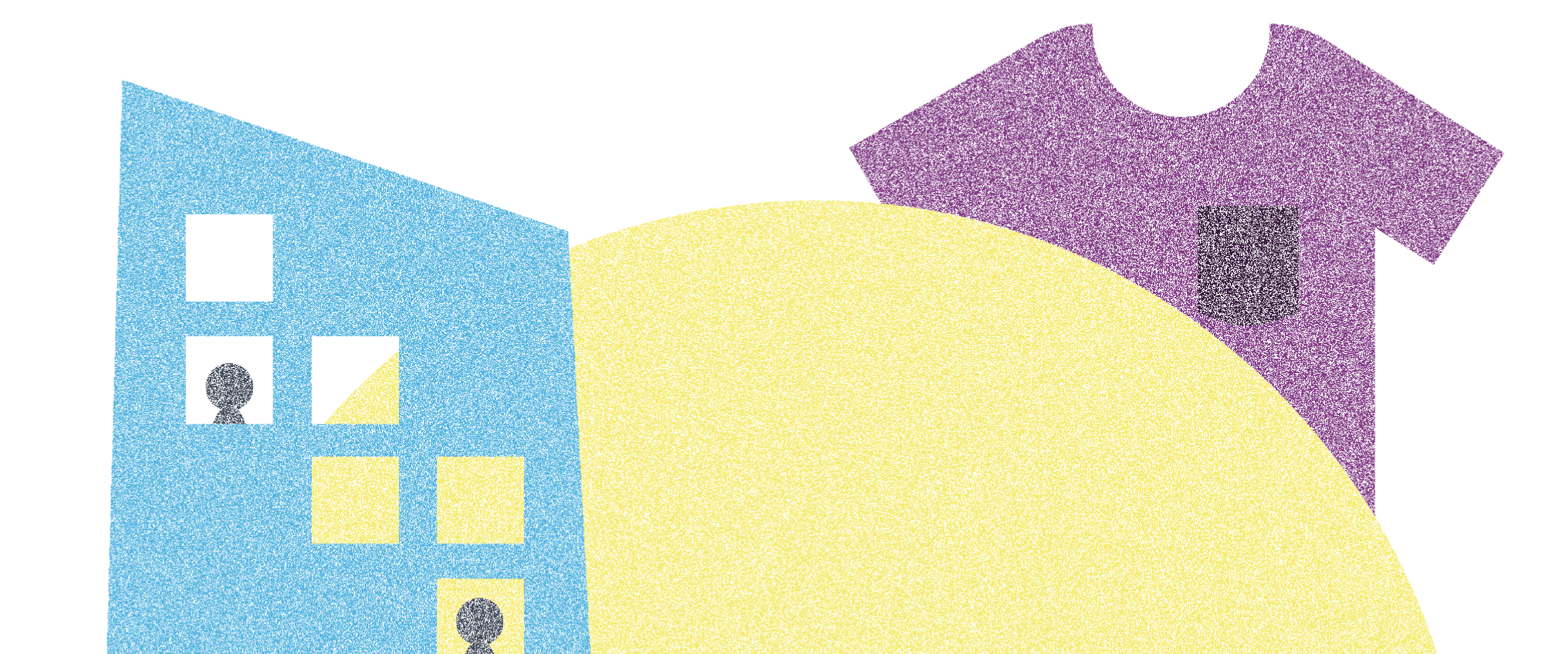 Illustration representing cities, fashion and transportation