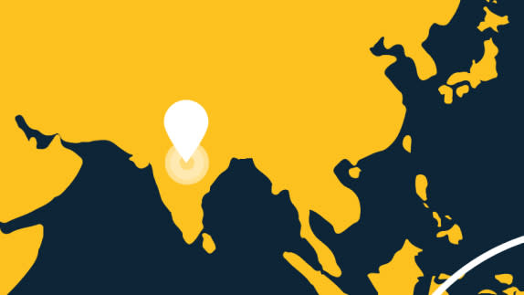 India plastic pact pin on a map