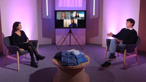 Round table interview in a studio