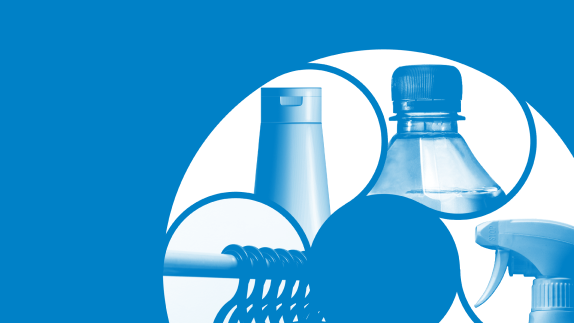 Abstract image of products on blue background