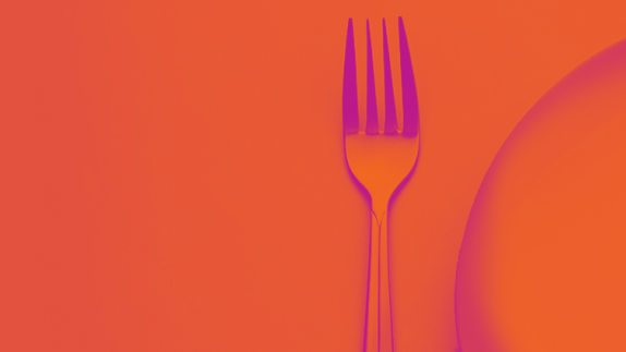 cutlery on orange background