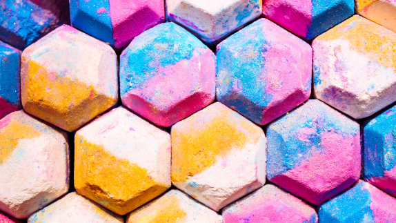 Listing image for circular example Lush of a bath bomb