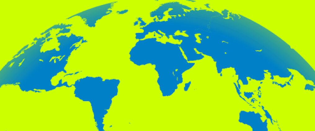 An image of the top of the globe, with a green background. 