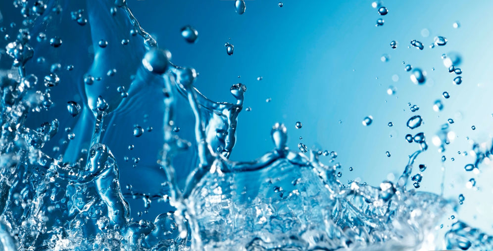 A splash of water against a blue background.