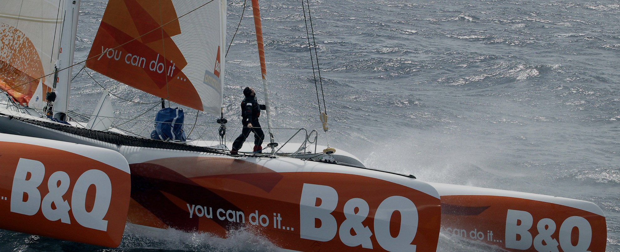 Ellen MacArthur sailing and becomes the fastest solo sailor to circumnavigate the globe