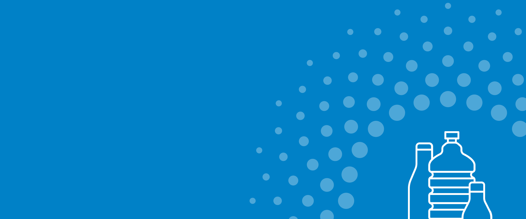 dots on blue background with plastic packaging illustration