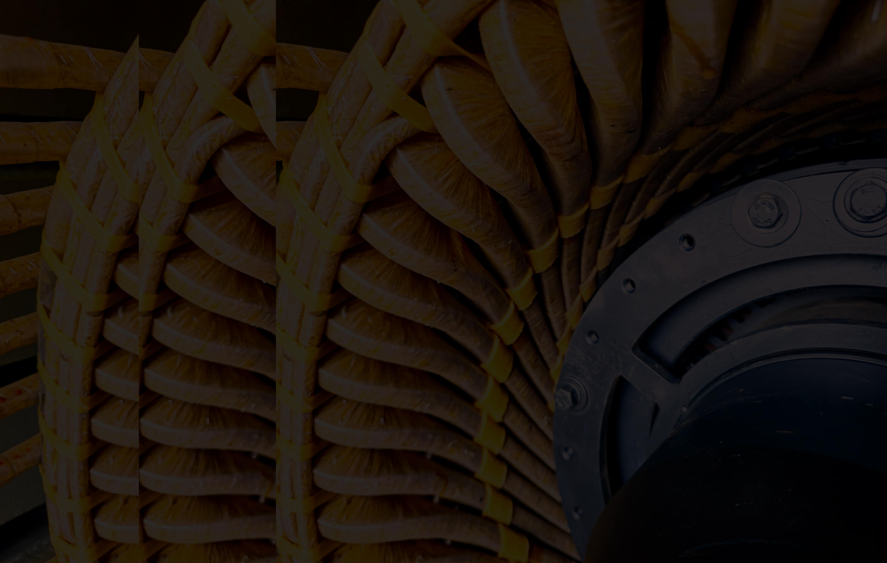 Close-up detail of copper windings inside a large industrial electric motor