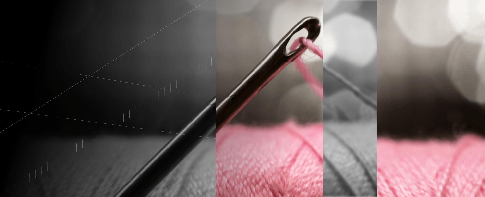Close up of a needle and real of wool