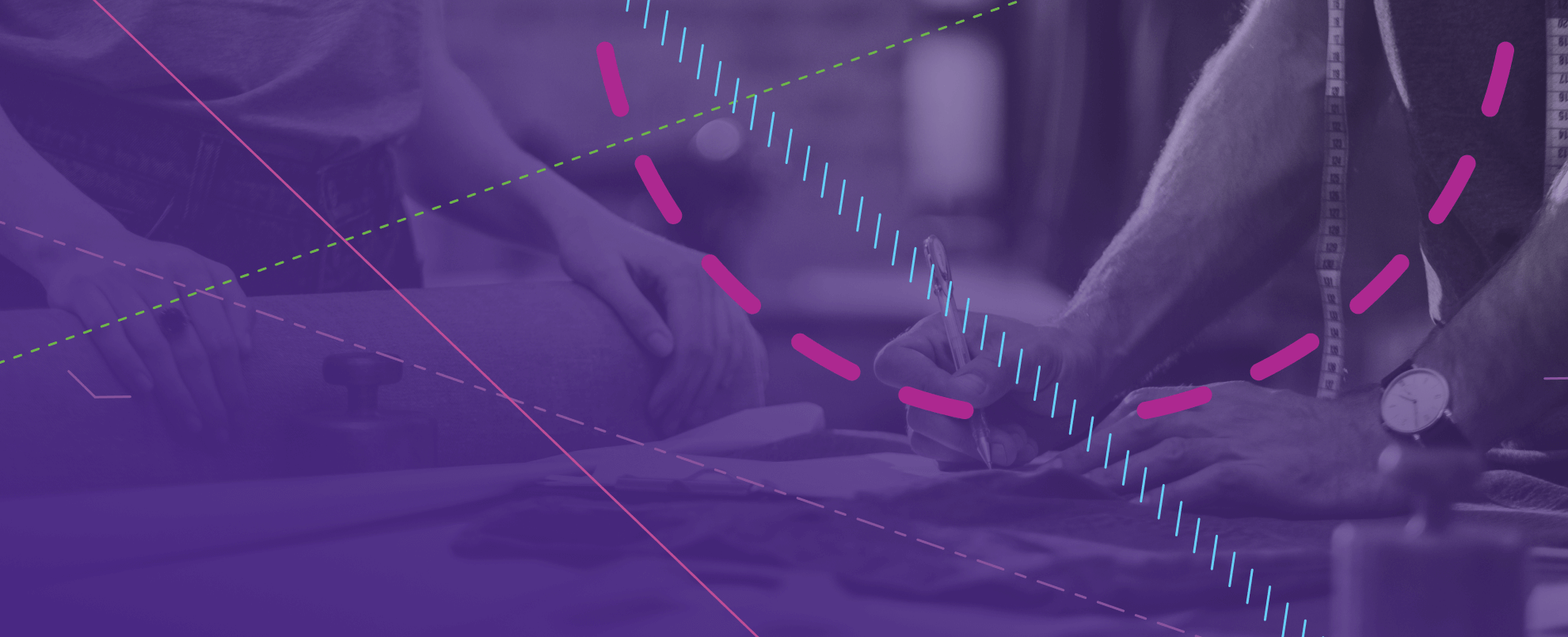 Pattern lines on top of people making clothes