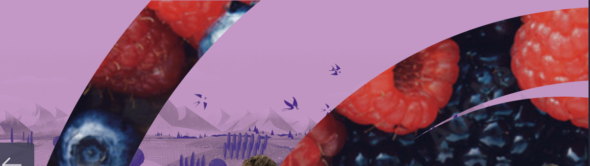 A background with abstract images and images of fruit.