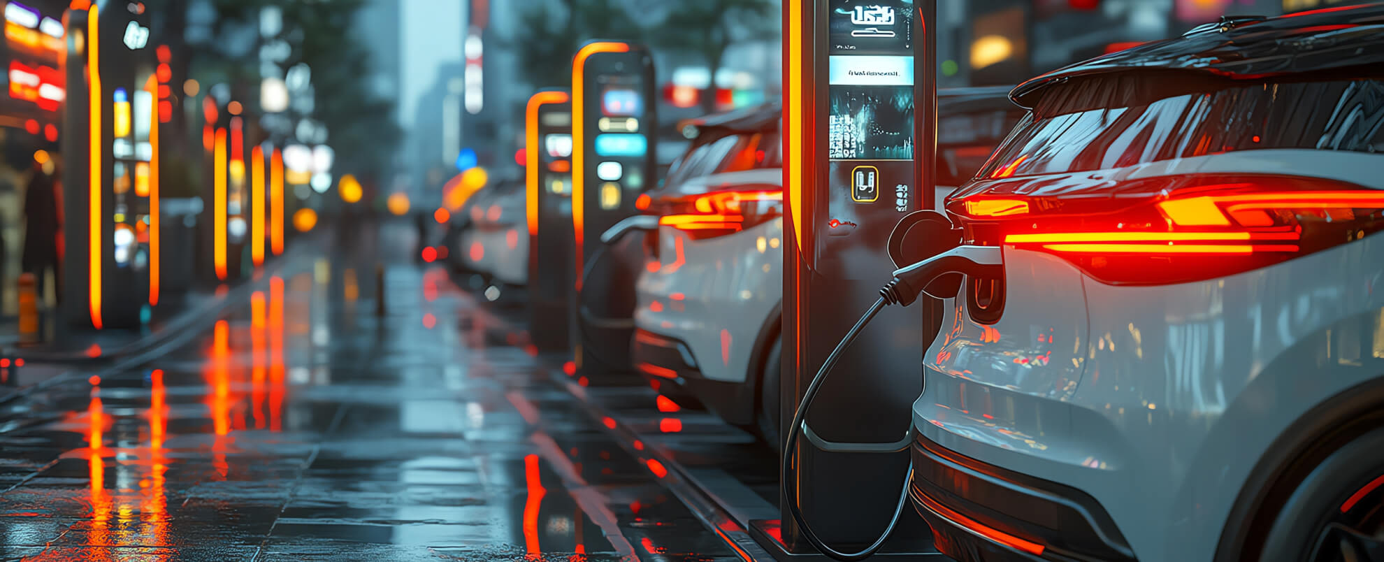 EV cars being charged