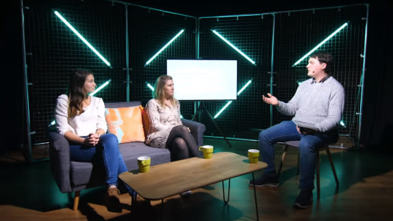 Host holding a discussion