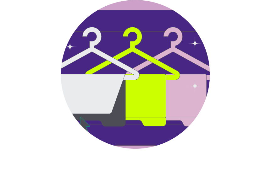 Illustration of clothes on hangers