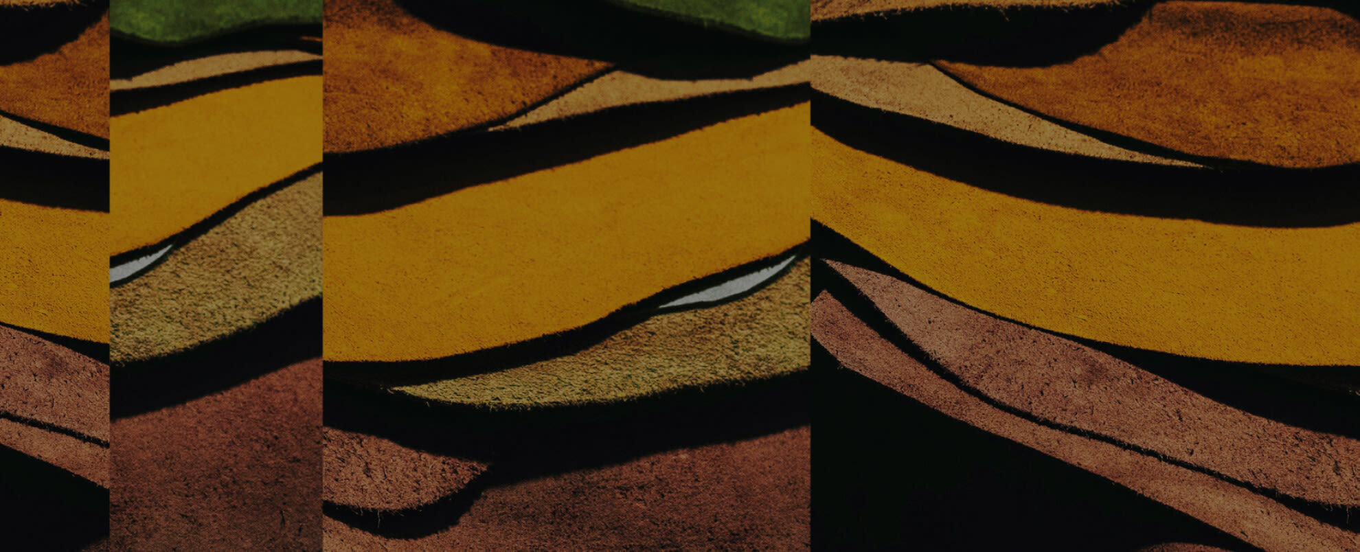 Tanned leather stacked up in layers