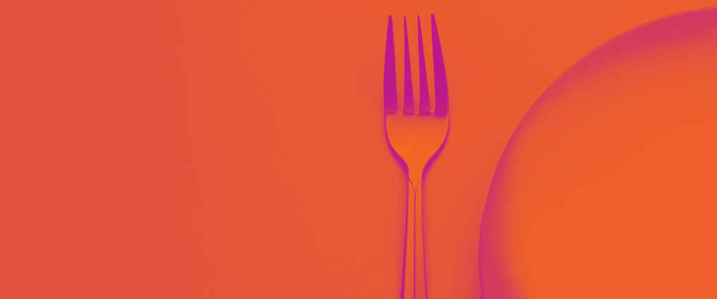 cutlery on orange background