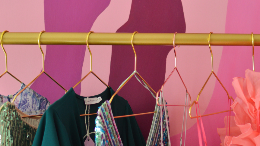 Clothes on clothes rail