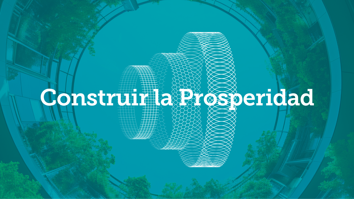 Building Prosperity, abstract image of a circular building looking to the sky