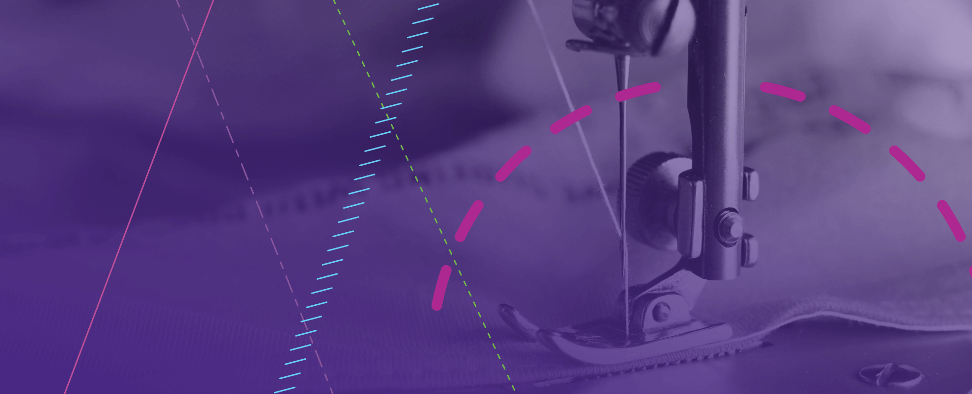 Pattern overlayed onto a picture of a sewing machine