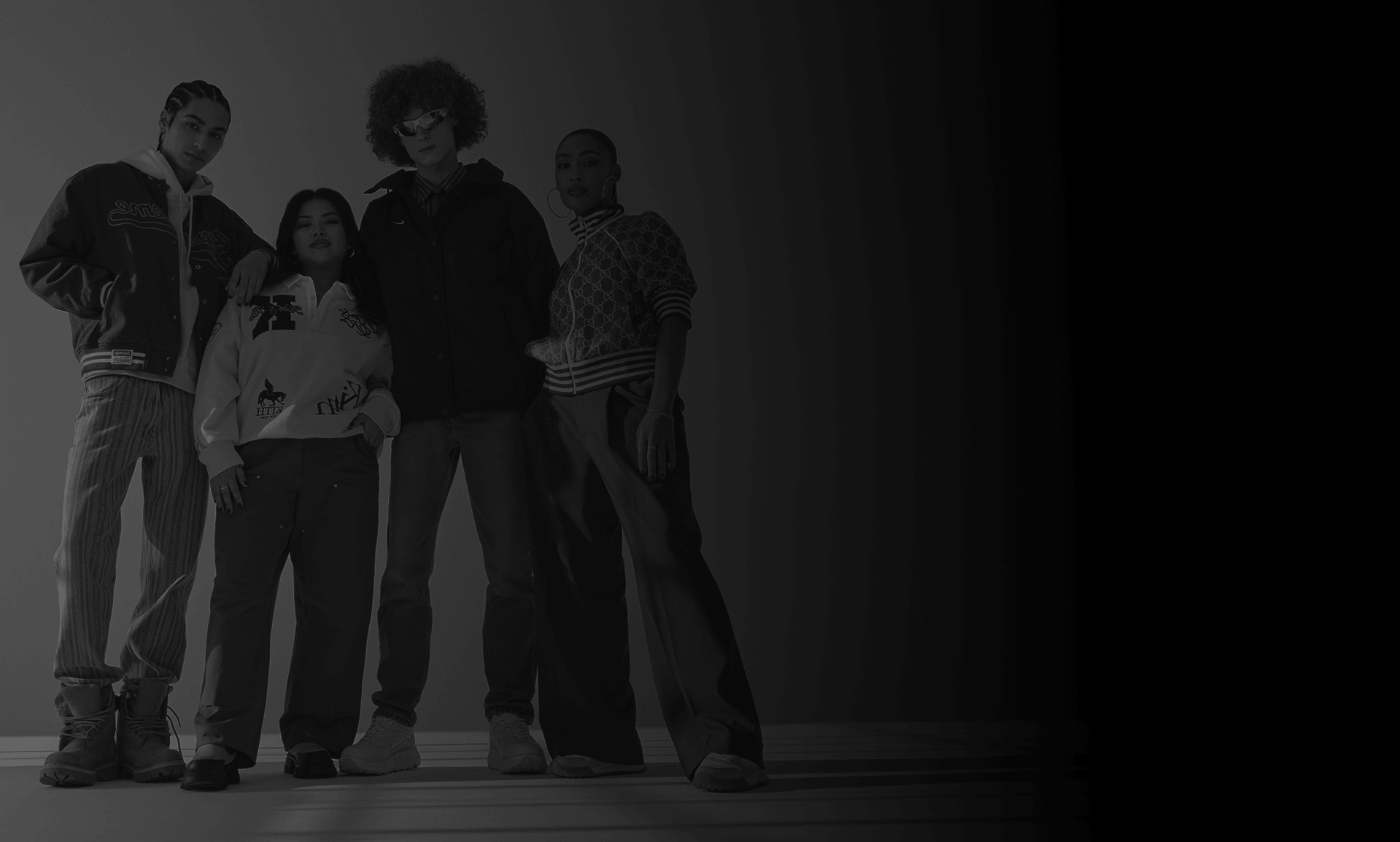 People on black background