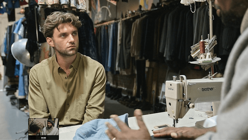 Person being educated in a clothing workshop