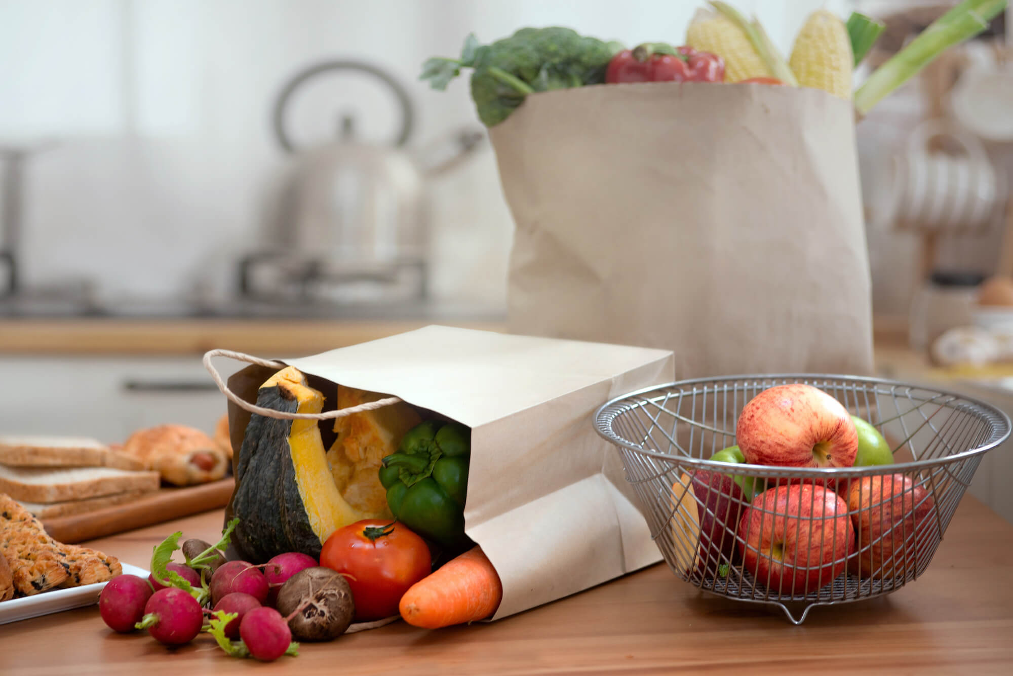 Fruit and veg in paper bags