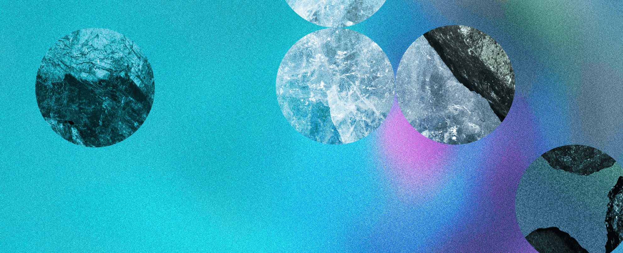 multicoloured gradient background with circles of minerals