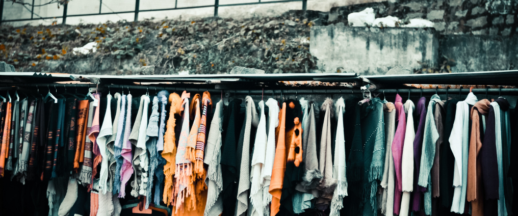 Garments for sale in a street store