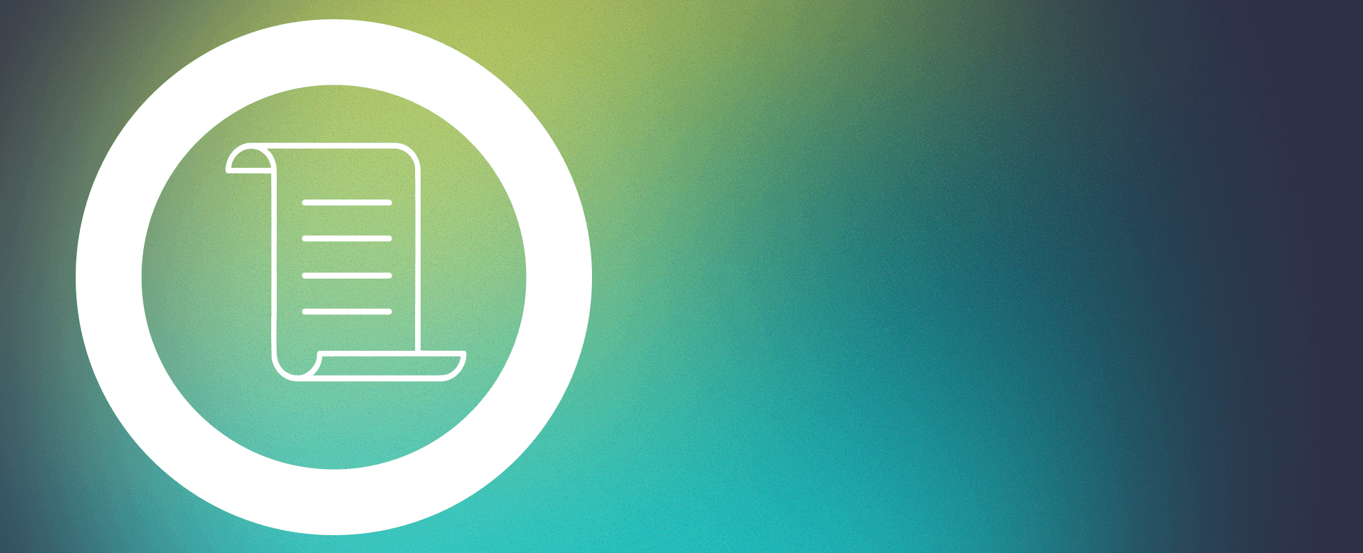 Policy document icon on a green and blue gradient background