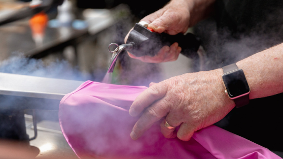 Person cleaning clothes