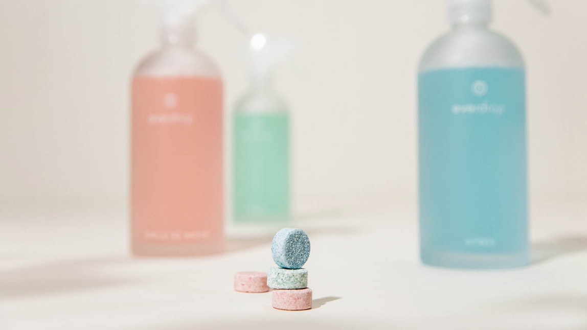 Close up of cleaning tablets