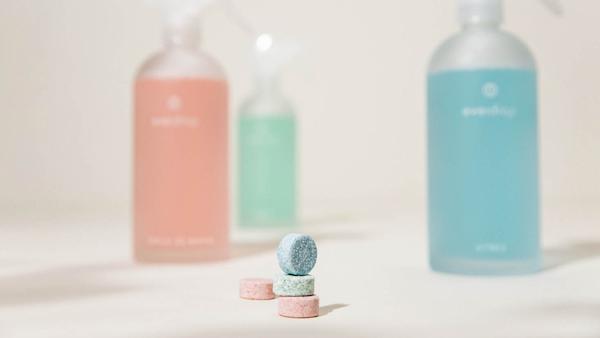 Close up of cleaning tablets