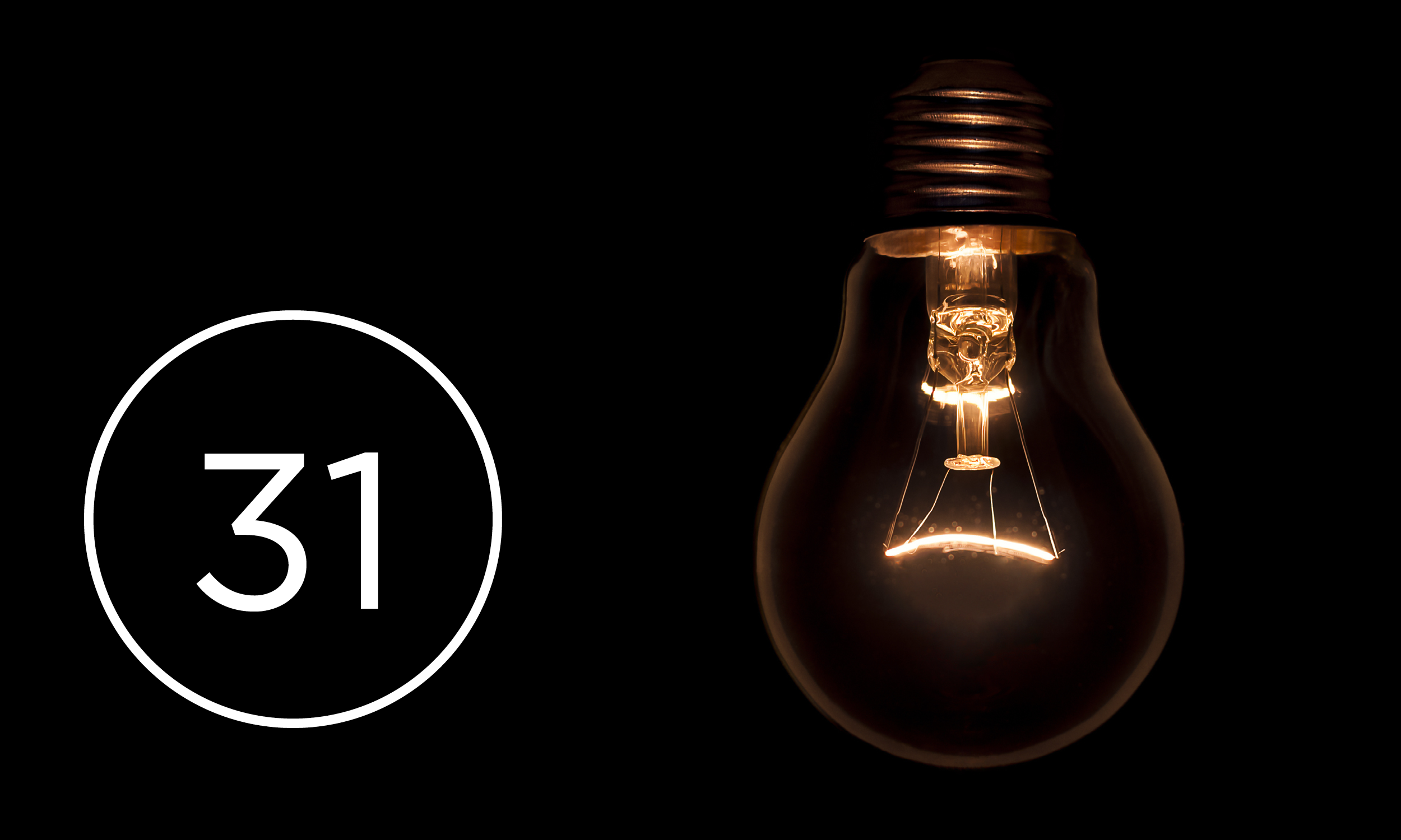 Lightbulb with number 31