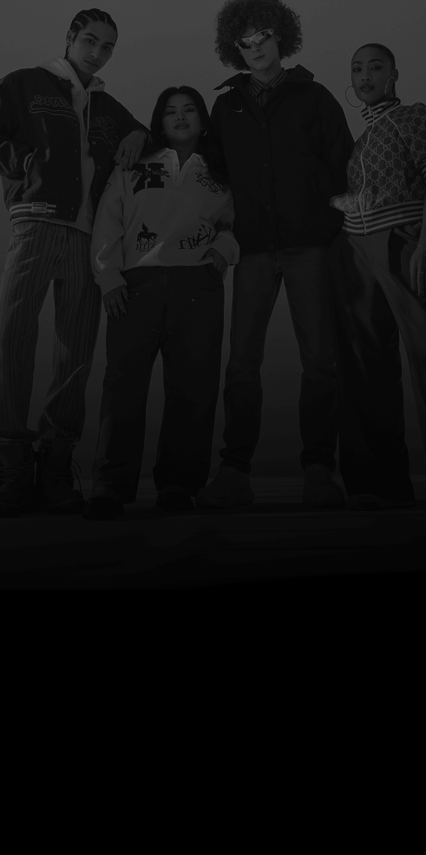 People on dark background