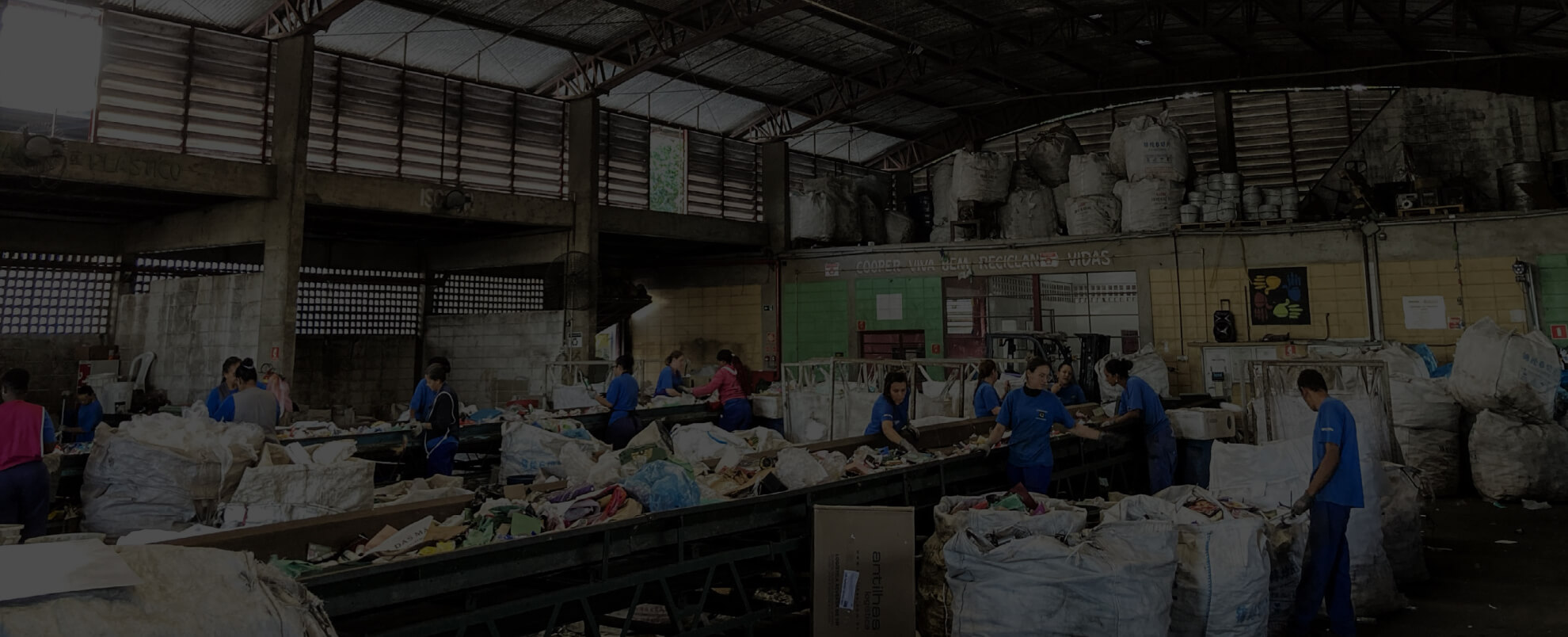 People sorting items for recycling