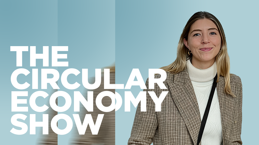 Blue background image, with 'Circular Economy Show' text and a lady smiling 