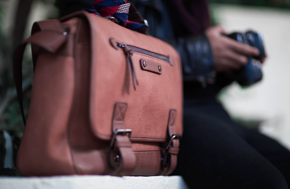 Image of a faux leather bag