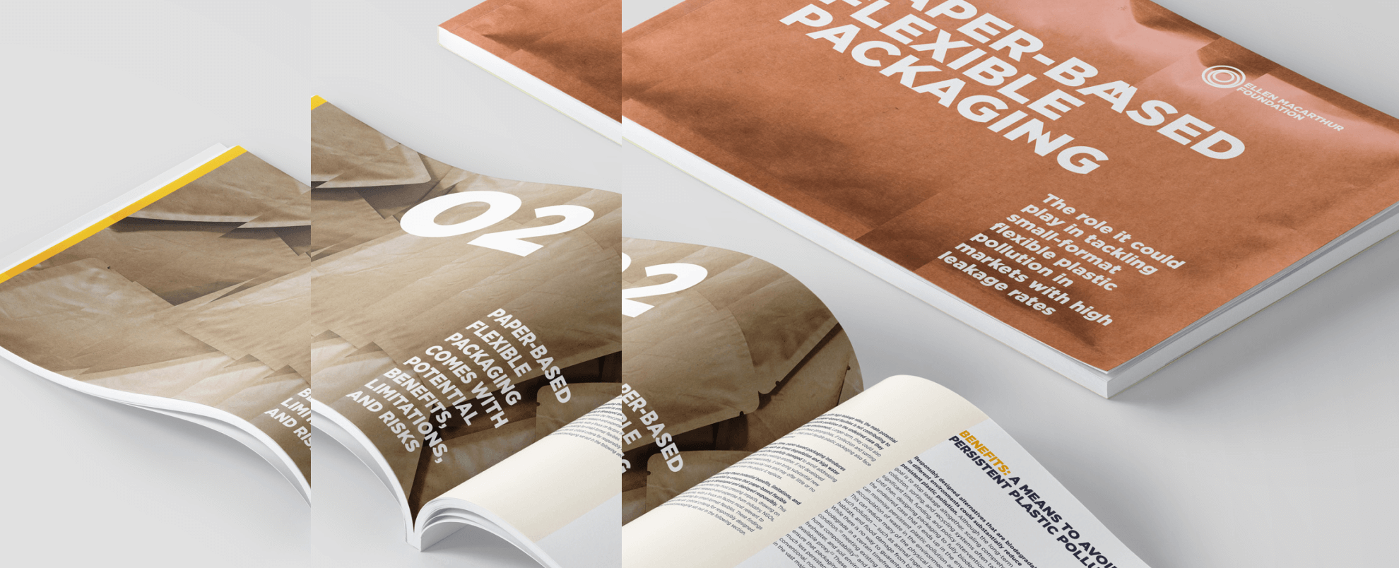 Paper as a solution to flexible packaging pollution report cover and inside fold