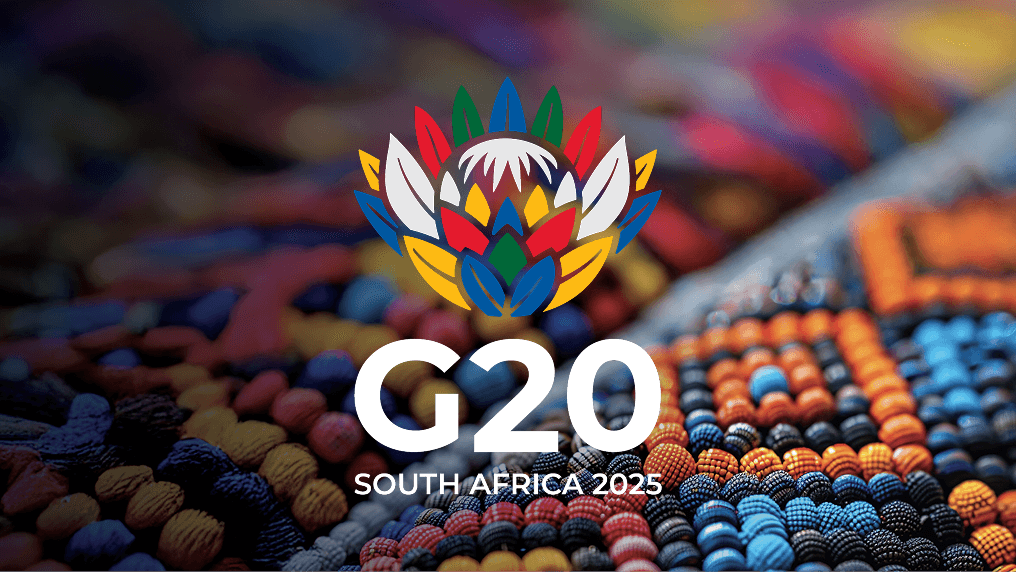 G20 South Africa logo on bright coloured beaded background