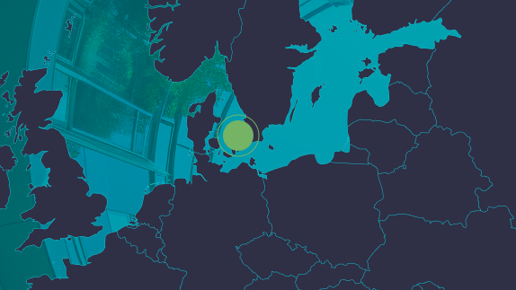 Copenhagen on a Europe map