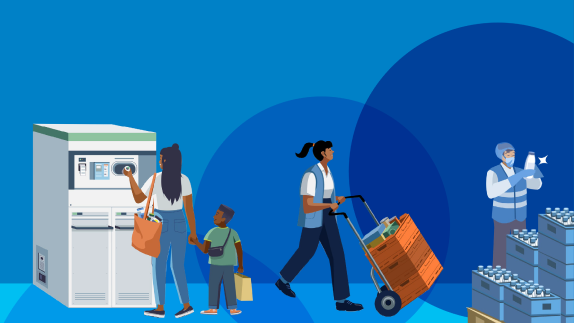 illustration of people demonstrating reuse