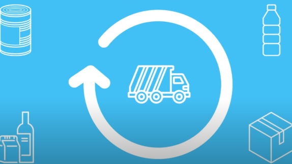 Illustrations representing packaging on blue background