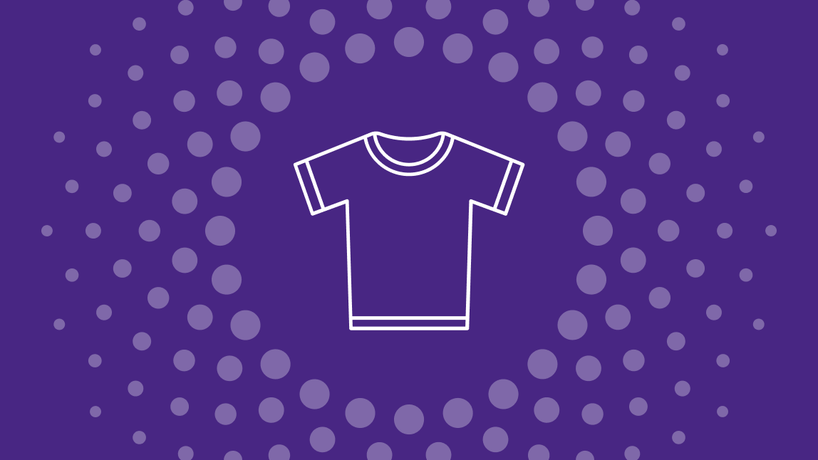 dots on purple background with fashion illustration