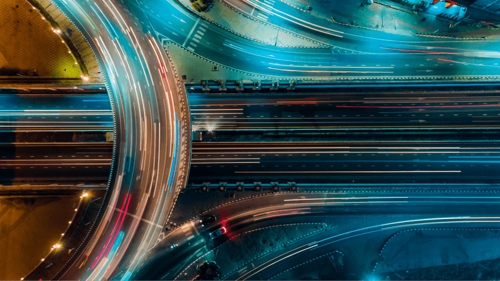 Close up of lights on a road at night