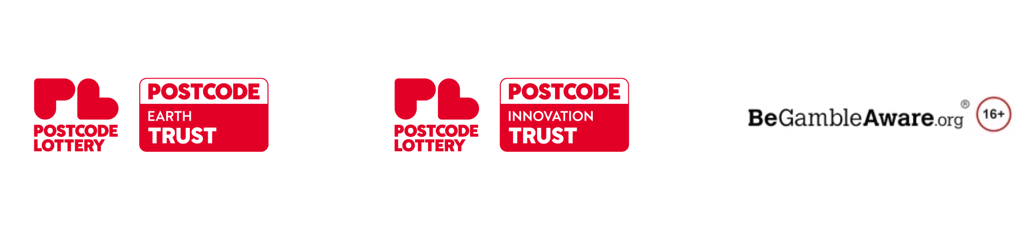 An image of the three logos for People Postcode Lottery. 