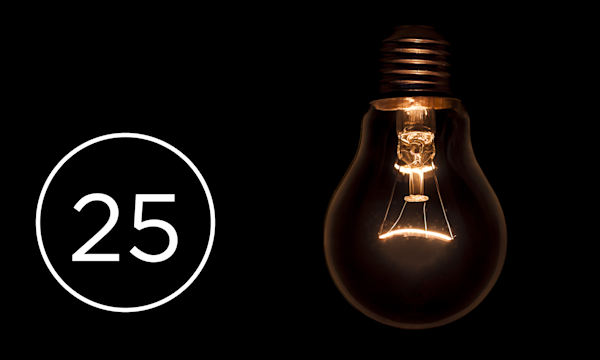 Lightbulb with number 25