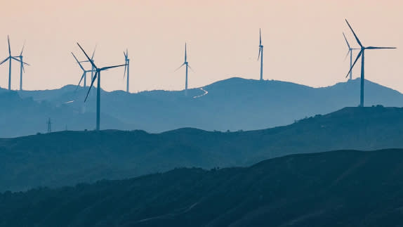 Wind turbines on hill