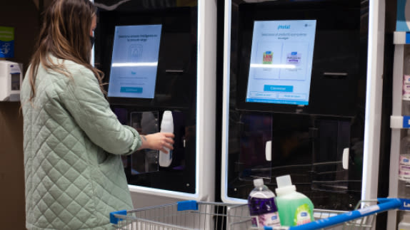 Person using self service machine