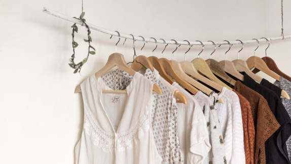 Clothes hanging on a rail